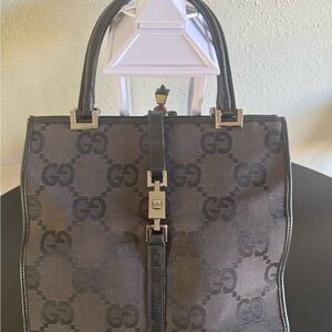 Gucci Black canvas and leather Jackie Tote